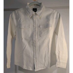 RSQ Youth Waffle Knit Long Sleeves Button-down Shirt Sz M Off-White 100% Cotton